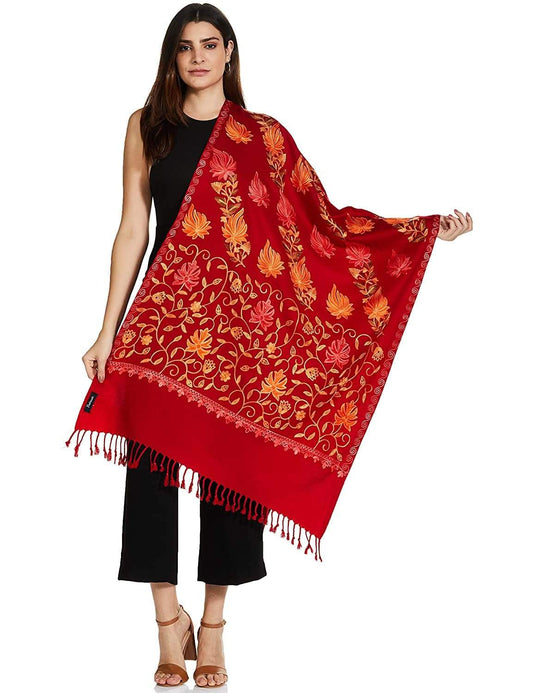 Pashtush India 70x200 PASHTUSH KASHMIRI AARI EMBROIDERY, WOOLLEN STOLE