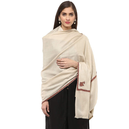 Pashtush India 100x200 Pashtush Kashmiri Hand Embroidery Shawl - kingri design.