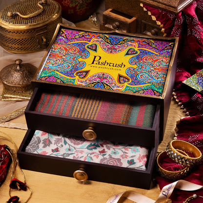 Pashtush India Box Pashtush Keepsake Wooden Double Chester Box, (Box Only)