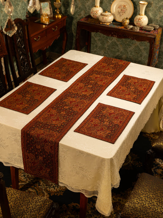 Pashtush India Gift Pack Pashtush Luxury Table Mats, Jamawar Collection, Coffee Brown (Mats Only)