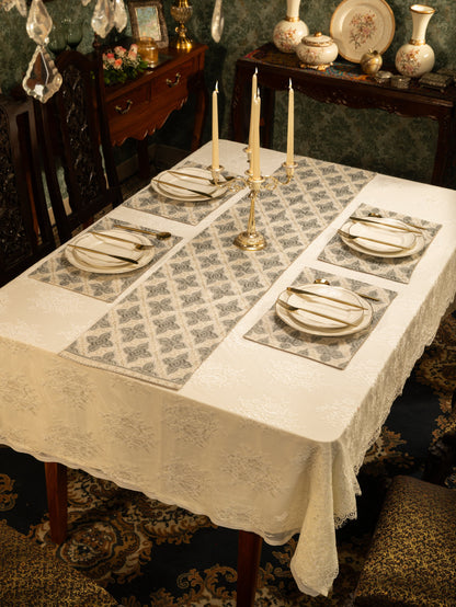 Pashtush India Gift Pack Pashtush Luxury Table Mats, Nalki Embroidery Collection, Ivory (Mats Only)