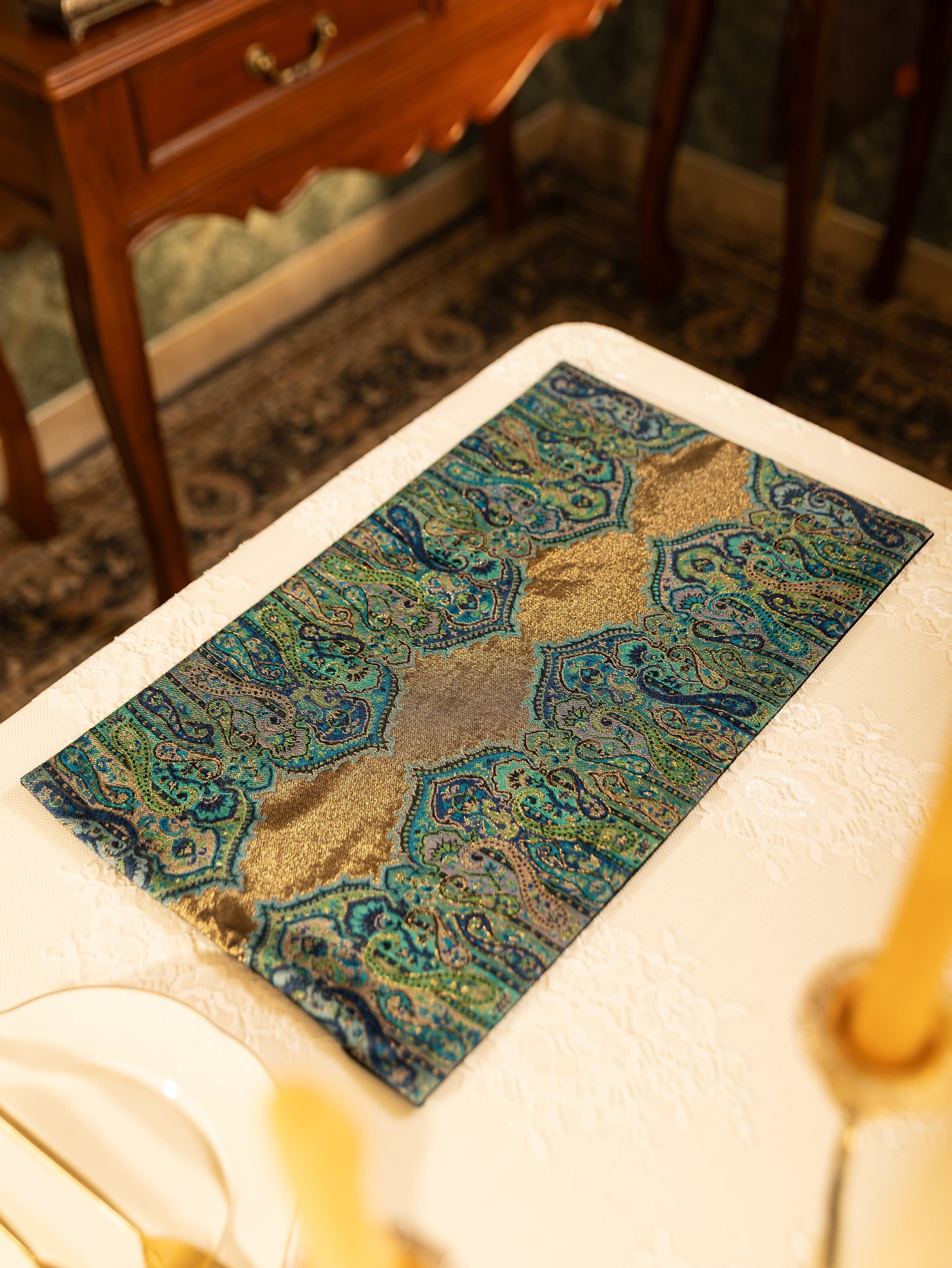 Pashtush India Gift Pack Pashtush Luxury Table Mats, Twilight Collection, Arabic Sea Blue (Mats Only)