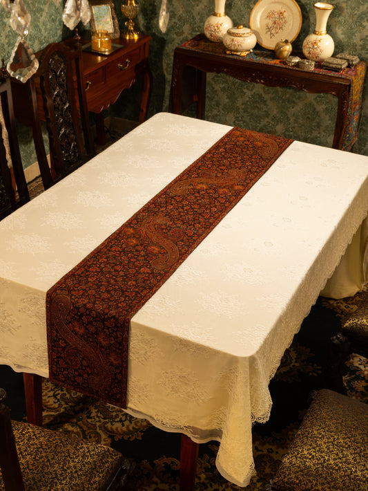 Pashtush India Gift Pack Pashtush Luxury Table Runner, Jamawar Collection, Espresso Brown