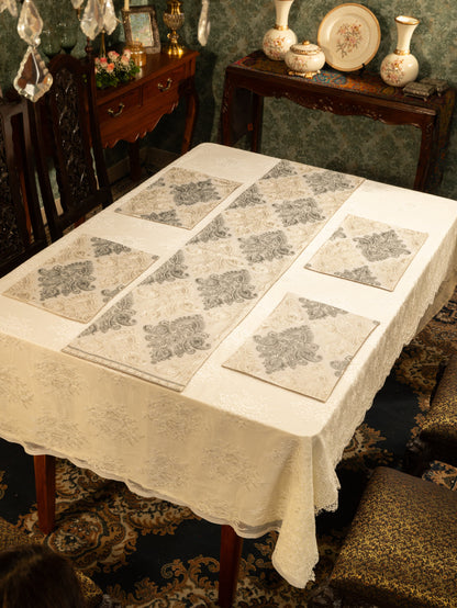 Pashtush India Gift Pack Pashtush Luxury Table Runner, Nalki Embroidery Collection, Ivory