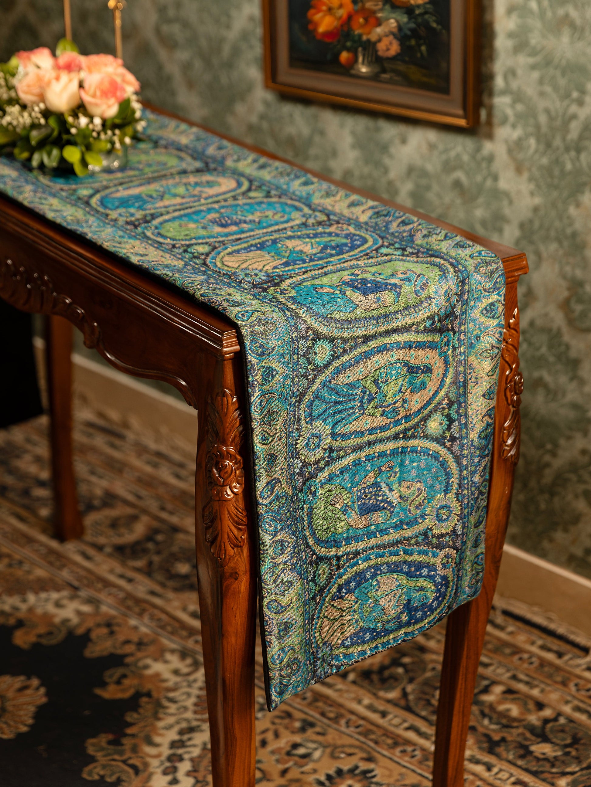Pashtush India Gift Pack Pashtush Luxury Table Runner with Mats Set, Twilight Collection, Multicolour