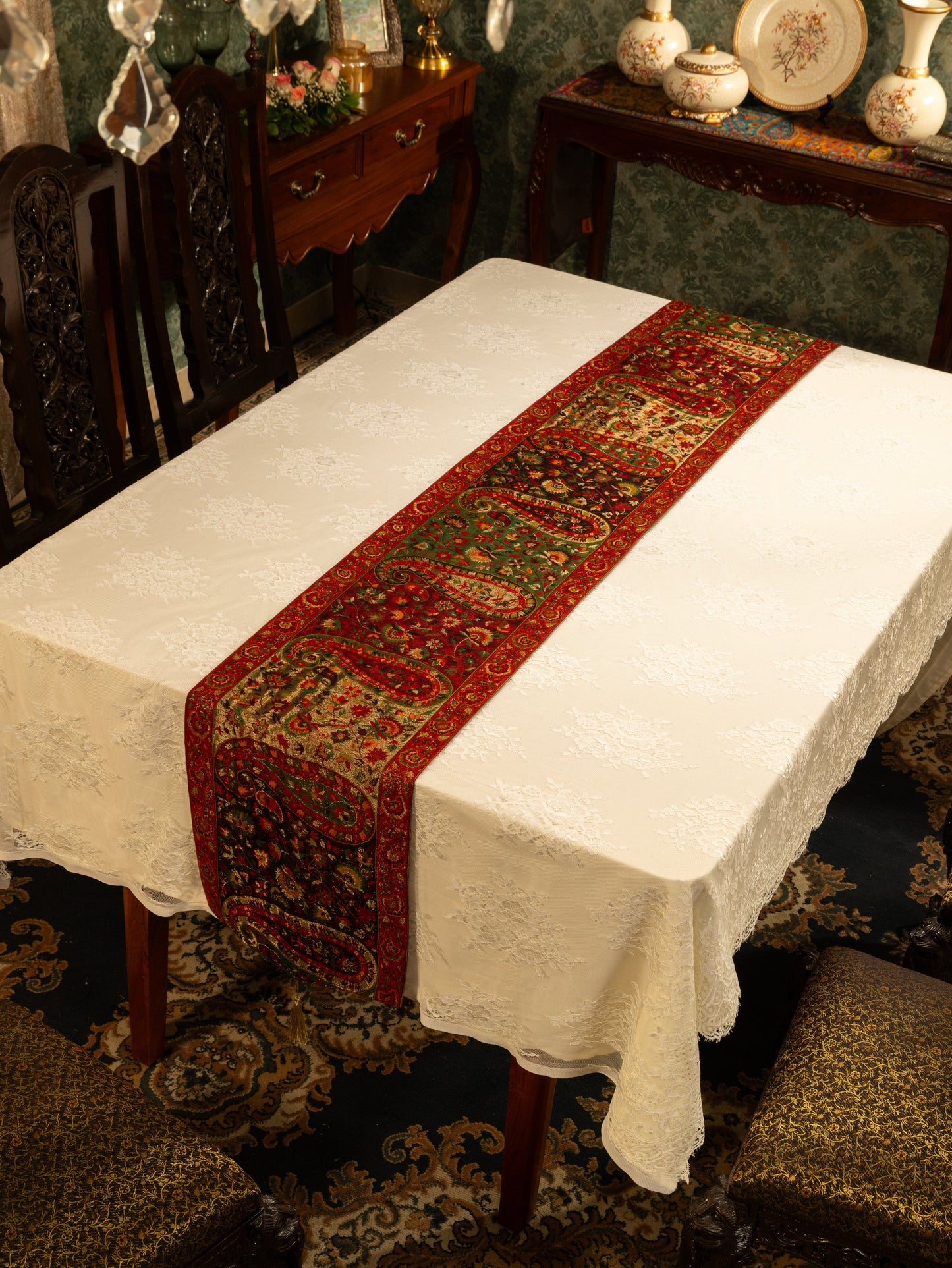 Pashtush India Gift Pack Pashtush Luxury Table Runner with Mats Set, Twilight Collection, Multicolour