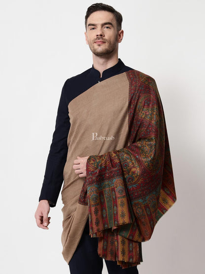 Pashtush India Mens Shawls Gents Shawl Pashtush men Extra Fine Wool Printed Palla shawl, Multicolour
