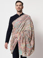 Pashtush India Mens Shawls Gents Shawl Pashtush men Extra Fine Wool shawl, Antique Weave, Ethnic Jamawar design, Ivory