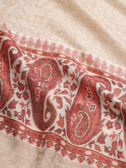 Pashtush India Mens Shawls Gents Shawl Pashtush men Extra Fine Wool shawl, Ethnic Palla design, Beige