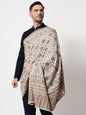 Pashtush India Mens Shawls Gents Shawl Pashtush men Extra Fine Wool shawl, Ethnic weave design, Ivory