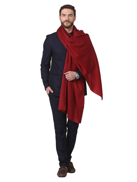 Pashtush India Mens Shawls Gents Shawl Pashtush Men Extra Fine wool Stole (Maroon)