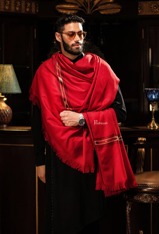 Pashtush India Mens Shawls Gents Shawl Pashtush men Fine Wool shawl, Aztec design, Mens Full Size, Maroon