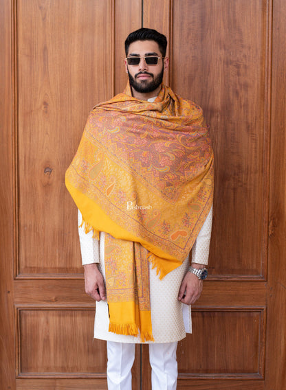 Pashtush India Mens Shawls Gents Shawl Pashtush men Fine Wool shawl, Ethnic design, Mustard