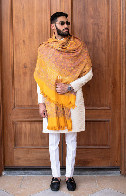 Pashtush India Mens Shawls Gents Shawl Pashtush men Fine Wool shawl, Ethnic design, Mustard