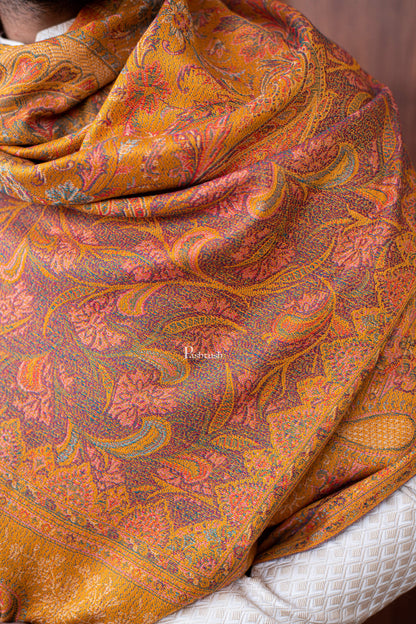 Pashtush India Mens Shawls Gents Shawl Pashtush men Fine Wool shawl, Ethnic design, Mustard