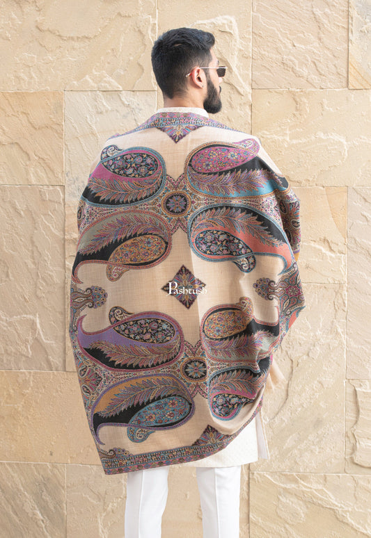 Pashtush India Mens Scarves Stoles and Mufflers Pashtush men fine wool stole, paisley design