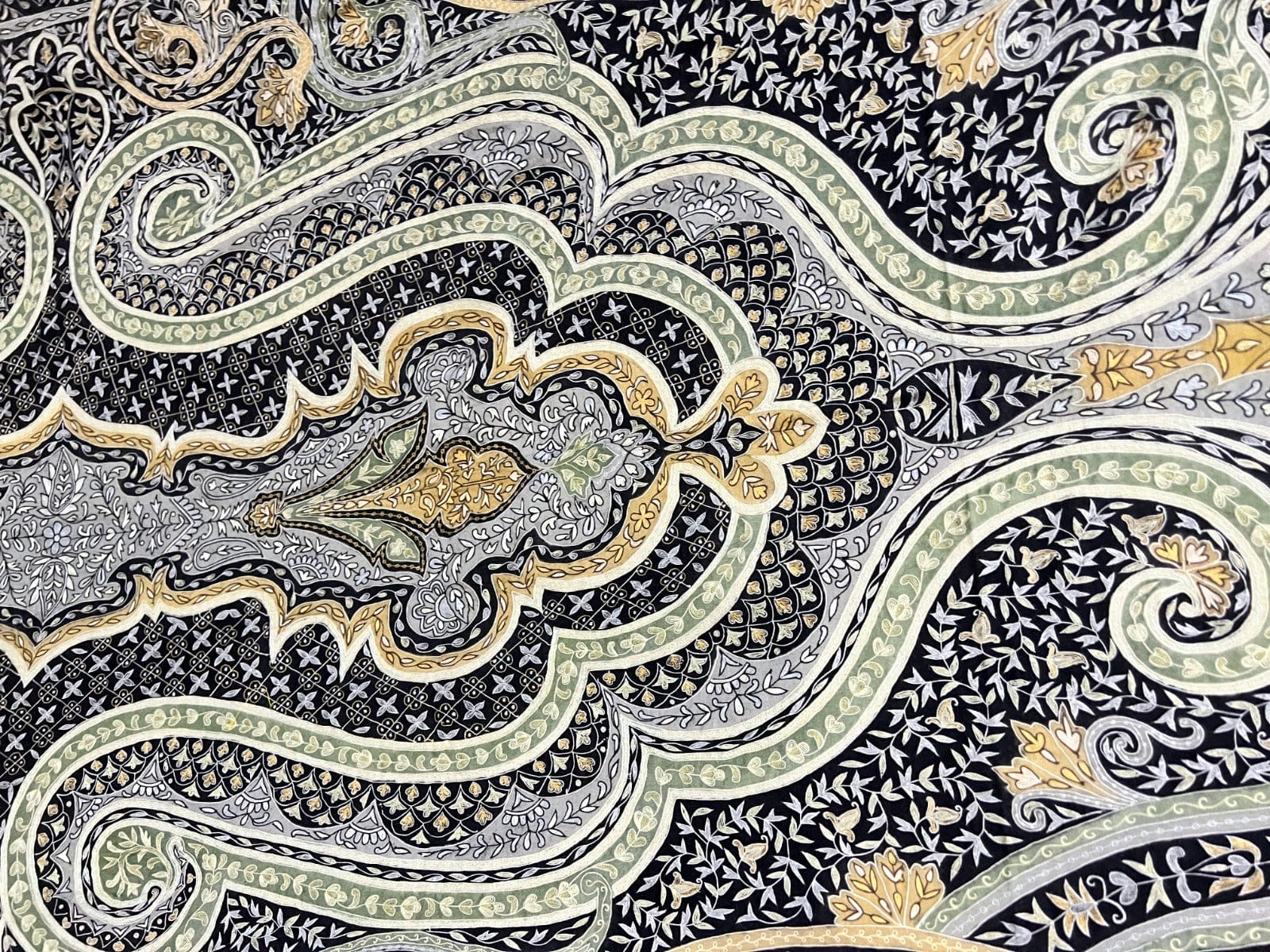Pashtush India Mens Shawls Gents Shawl Pashtush Men's Pashmina Kalamkari Shawl Handwoven, Hand Painted, and Hand Embroidered