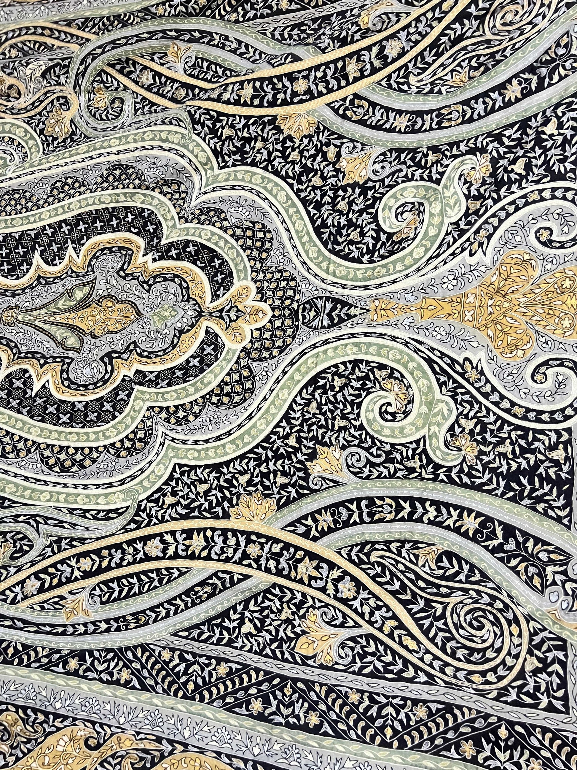 Pashtush India Mens Shawls Gents Shawl Pashtush Men's Pashmina Kalamkari Shawl Handwoven, Hand Painted, and Hand Embroidered