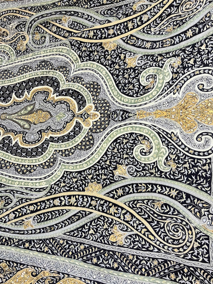 Pashtush India Mens Shawls Gents Shawl Pashtush Men's Pashmina Kalamkari Shawl Handwoven, Hand Painted, and Hand Embroidered