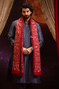 Pashtush India Mens Shawls Gents Shawl Pashtush Men's Pashmina Stole, Kashmiri Tilla Work, Handloom, Maroon