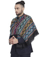 Pashtush India 70x200 Pashtush Men's Reversible Stole, Aztec Weave Scarf, Black