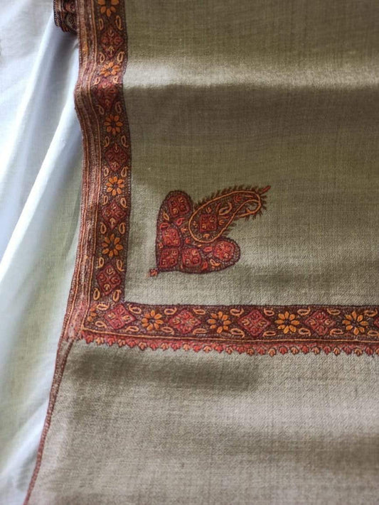 Pashtush Mens Pashmina, Hand Woven, Hand Embroidered Dusala, Full Size