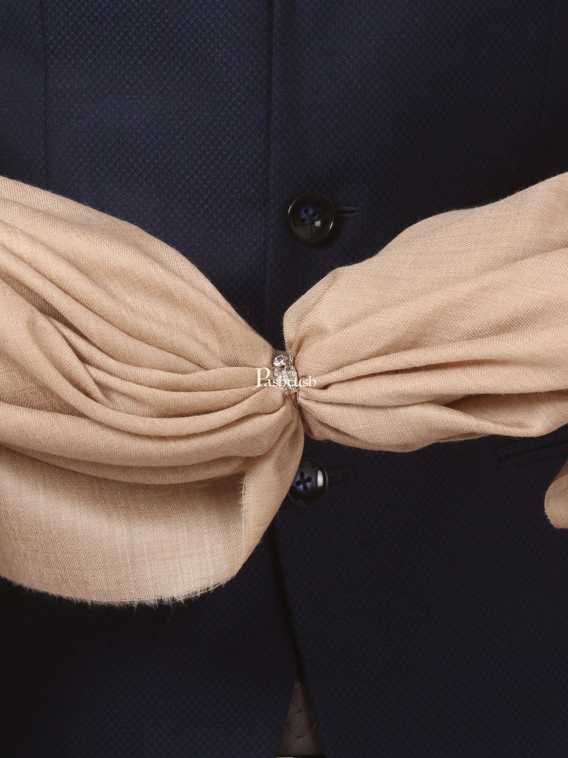 Pashtush India Mens Shawls Gents Shawl Pashtush Mens 100% Pure Wool Ring Shawl, Full Size - Beige