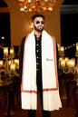 Pashtush India Mens Shawls Gents Shawl Pashtush Mens 100% Pure Wool with Woolmark Certificate Ethnic Shawl, Mens Lohi, Full Size, Ivory