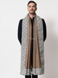 Pashtush India Mens Shawls Gents Shawl Pashtush mens 100% Pure Wool with Woolmark Certificate shawl, Meetallic Tilla border weave design, Beige