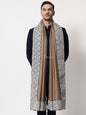 Pashtush India Mens Shawls Gents Shawl Pashtush mens 100% Pure Wool with Woolmark Certificate shawl, Meetallic Tilla border weave design, Beige