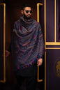 Pashtush India Mens Scarves Stoles and Mufflers Pashtush Mens 100% Pure Wool With Woolmark Certificate Stole, Ethnic Weave Soft And Warm Lake Design, Blue