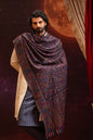 Pashtush India Mens Stoles and Scarves Scarf Pashtush Mens 100% Pure Wool With Woolmark Certificate Stole, Paisley Design, Blue