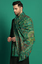 Pashtush India Mens Scarves Stoles and Mufflers Pashtush Mens 100% Pure Wool With Woolmark Certificate Stole, Paisley Design, Green
