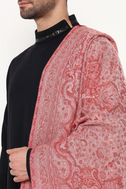 Pashtush India Mens Scarves Stoles and Mufflers Pashtush Mens 100% Pure Wool With Woolmark Certificate Stole, Paisley Weave Design, Ivory