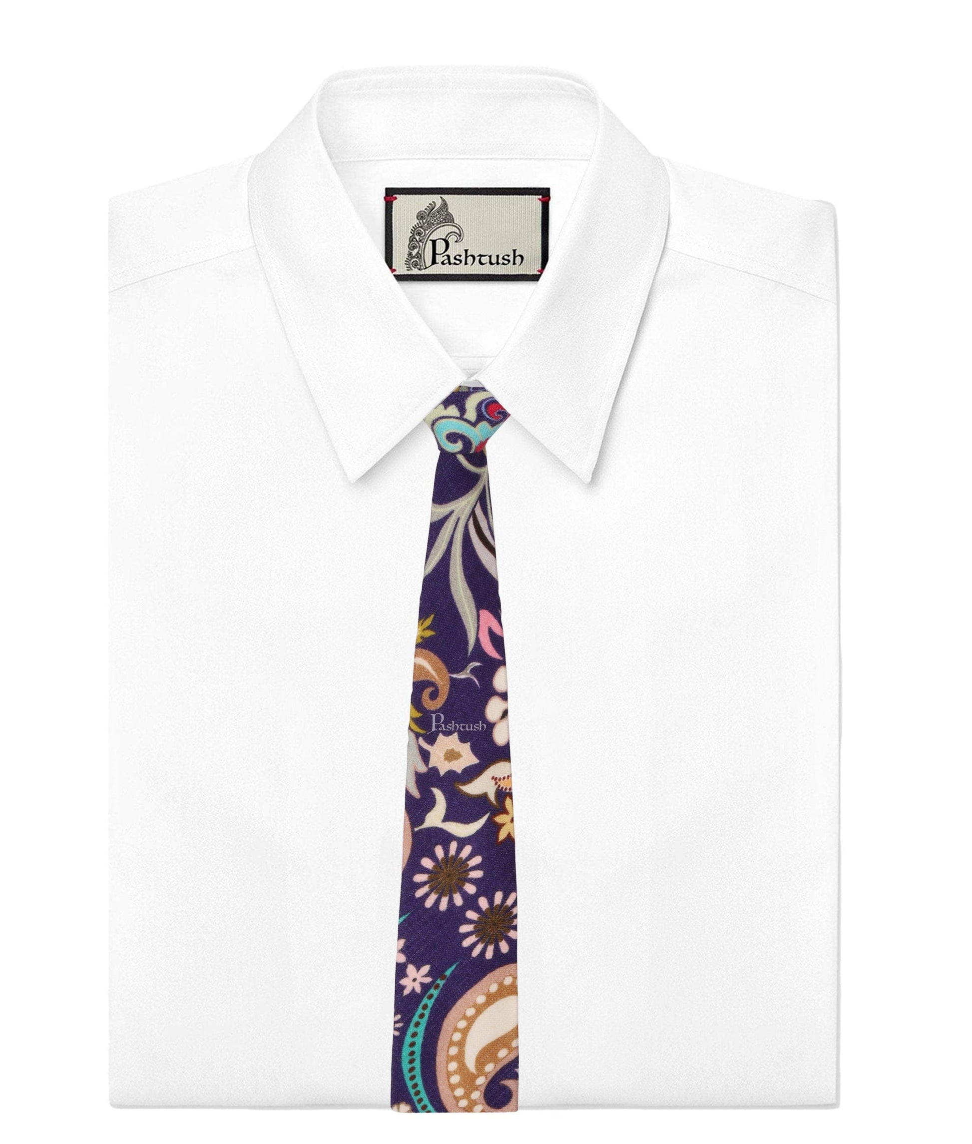 Pashtush India Mens Neckties Ties for Men Pashtush mens 100% Pure Wool with Woolmark Certificate tie, Printed design, Multicolour