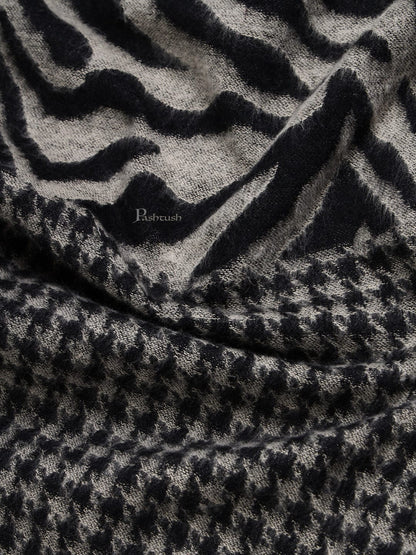 Pashtush India Mens Scarves Stoles and Mufflers Pashtush mens Acro Wool stole, Monotone Wild Stripes design, Black