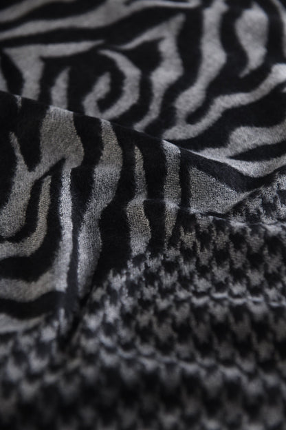 Pashtush India Mens Scarves Stoles and Mufflers Pashtush mens Acro Wool stole, Monotone Wild Stripes design, Black