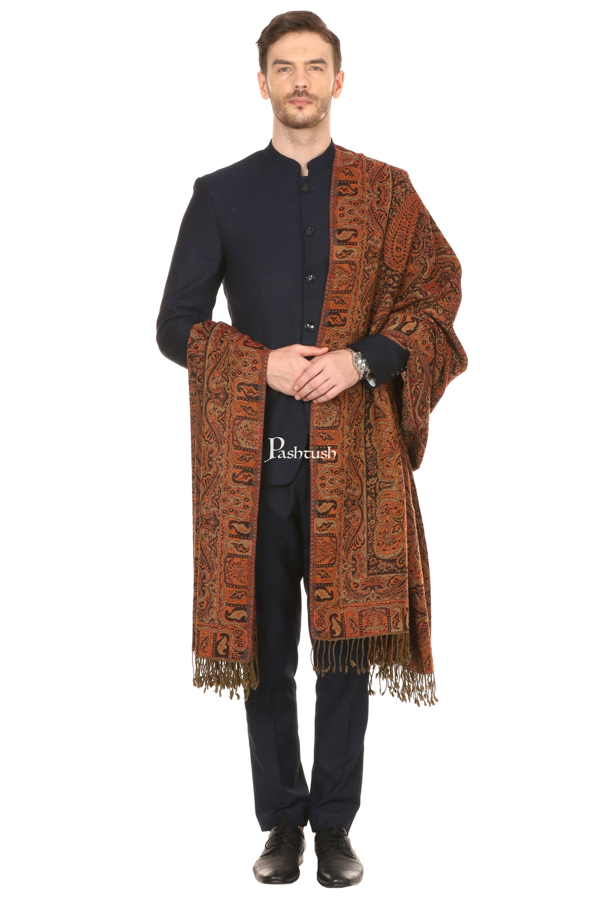 Pashtush India Mens Shawls Gents Shawl Pashtush Mens Antique Ethnic Shawl, Mens Lohi