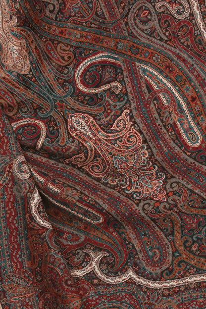 Pashtush Mens Antique Look Heritage Design, Jamawar Stole, Fine Wool