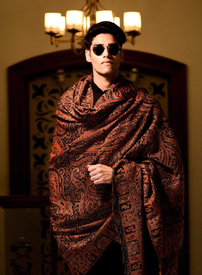 Pashtush Store Shawl Pashtush Mens Antique Kaani Shawl, Mens Lohi (full size 54x108 inches)