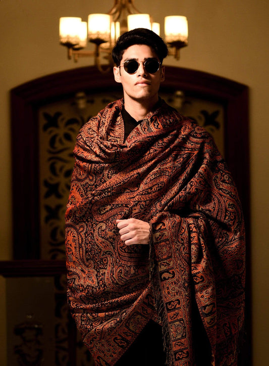 Pashtush Store Shawl Pashtush Mens Antique Kaani Shawl, Mens Lohi (full size 54x108 inches)