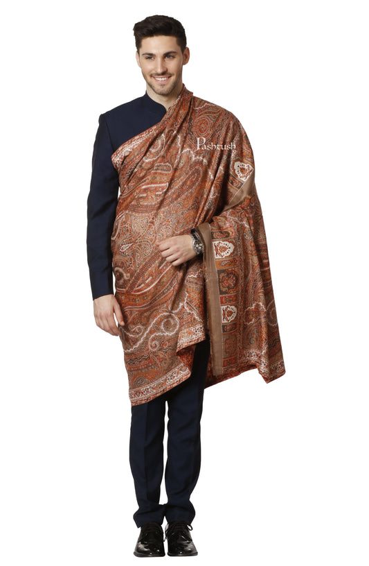 Pashtush India 100x200 Pashtush Mens Antique Look Heritage Design, Jamawar Stole