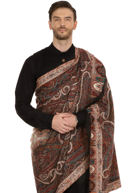 Pashtush Shawl Store Stole Pashtush Mens Antique Heritage Design, Jamawar Shawl, Fine Wool