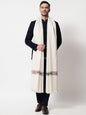 Pashtush India Mens Shawls Gents Shawl Pashtush Mens Aztec Weave Shawl With Checkered Weave, White