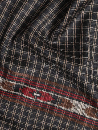 Pashtush India 100x200 Pashtush Mens Aztec Weave Stole, from Himachal, Black