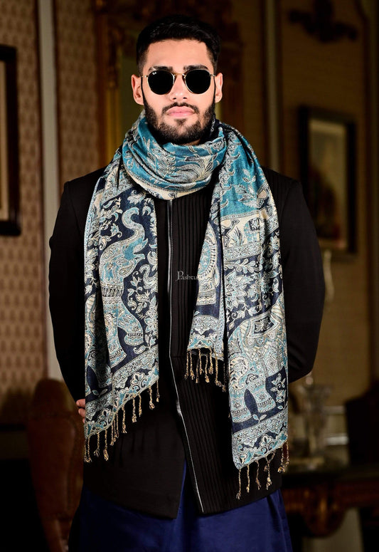 Pashtush India 70x200 Pashtush Mens Bamboo Reversible Muffler Tribal elephants