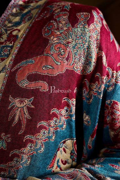 Pashtush India 70x200 Pashtush Mens Bamboo Reversible Muffler Tribal elephants
