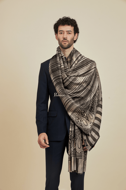 Pashtush India Mens scarf and Stoles Pashtush Mens Bamboo Scarf, Woven Paisley Soft And Natural, Black