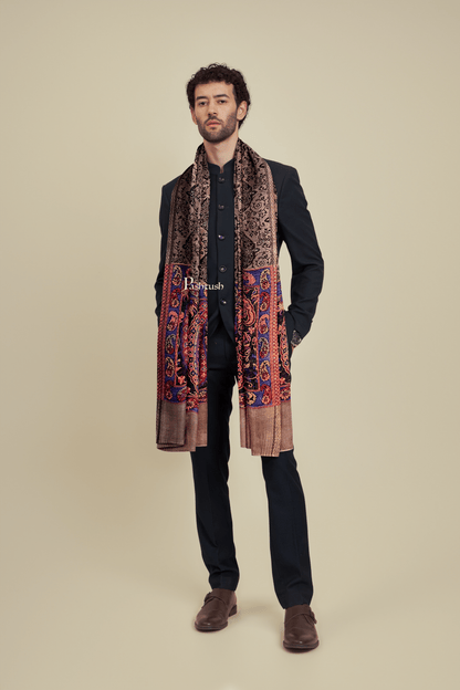 Pashtush India Mens scarf and Stoles Pashtush Mens Bamboo Scarf, Woven Paisley Soft And Natural,Black
