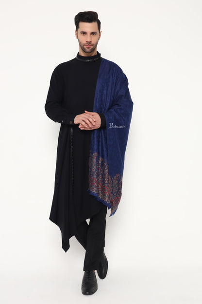 Pashtush India Mens Scarves Stoles and Mufflers Pashtush Mens Bamboo Stole, Ambi Palla Design, Blue